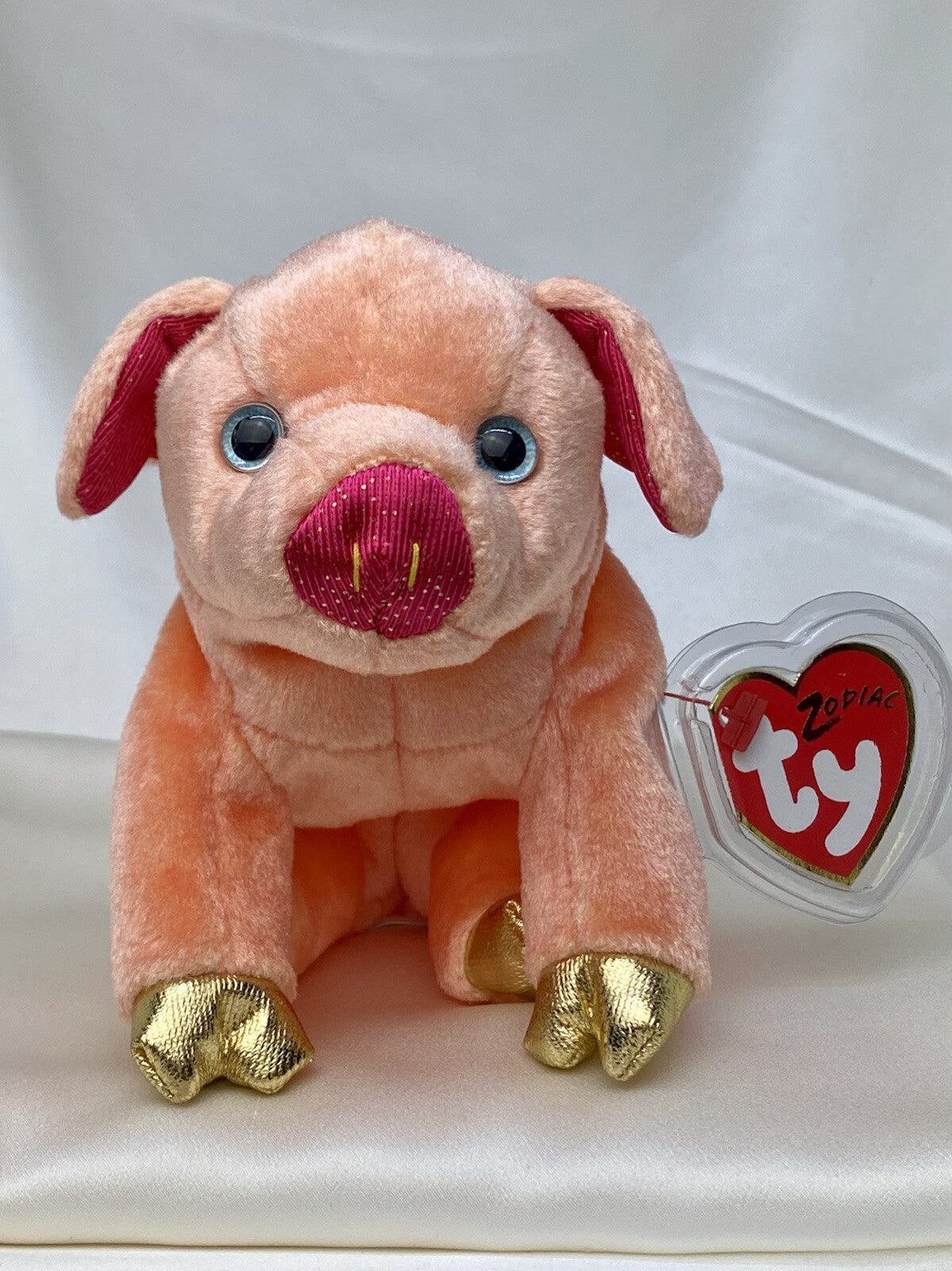 Rare Retired Ty Beanie Baby Pig The Pig Zodiac 2000 Mint P.E. Pellets W Errors