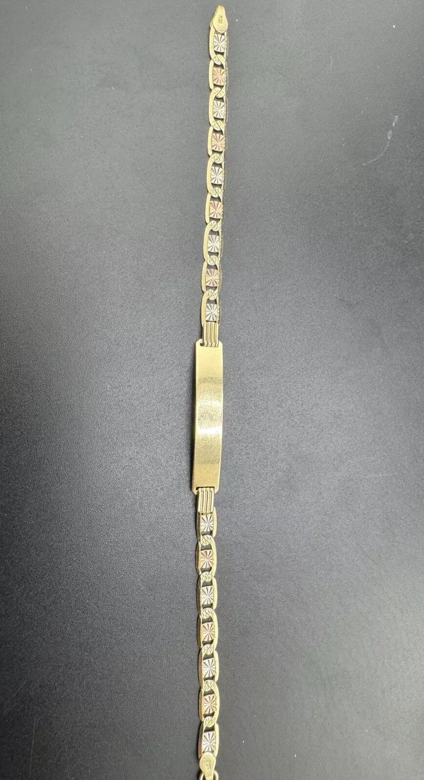 Engravable 14K Gold Tri-Color Personalized Valentino ID Bracelet 8in 7.5 Grams