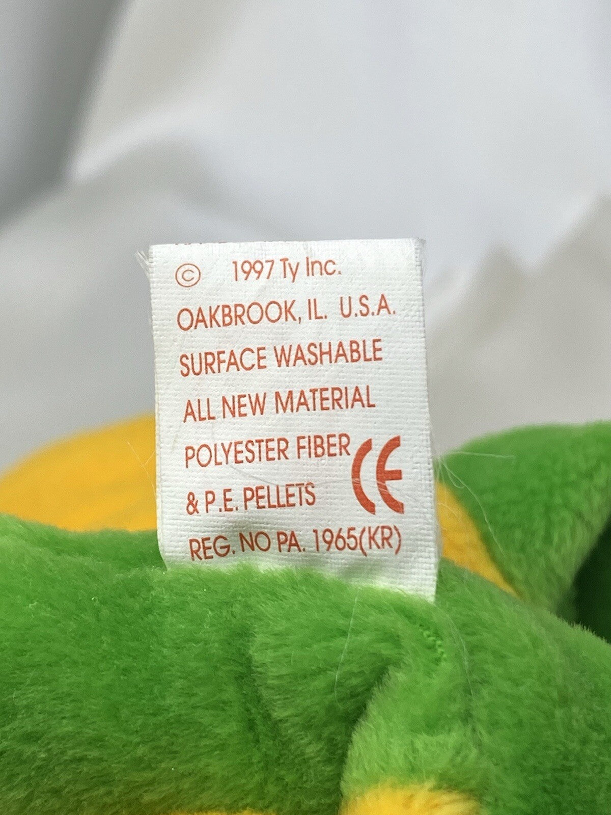 Rare Retired Ty Beanie Baby Smoochy The Frog 1997 P.E. Pellets With Errors