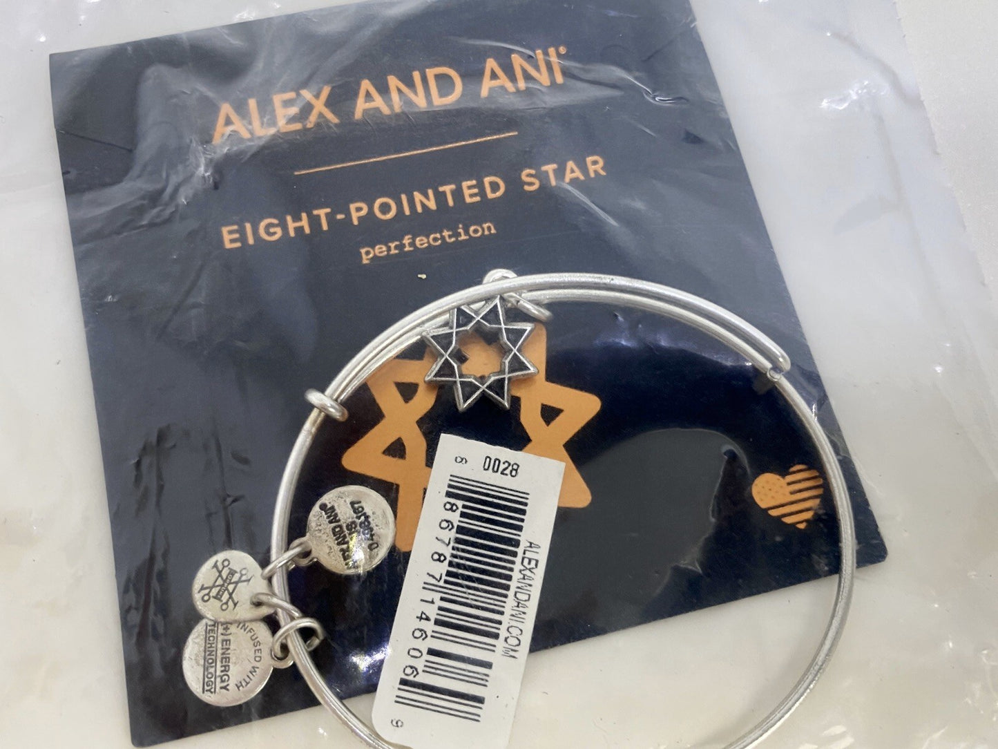 Alex and Ani Eight-Pointed Star Rafaelian Silver Charm Bangle Bracelet