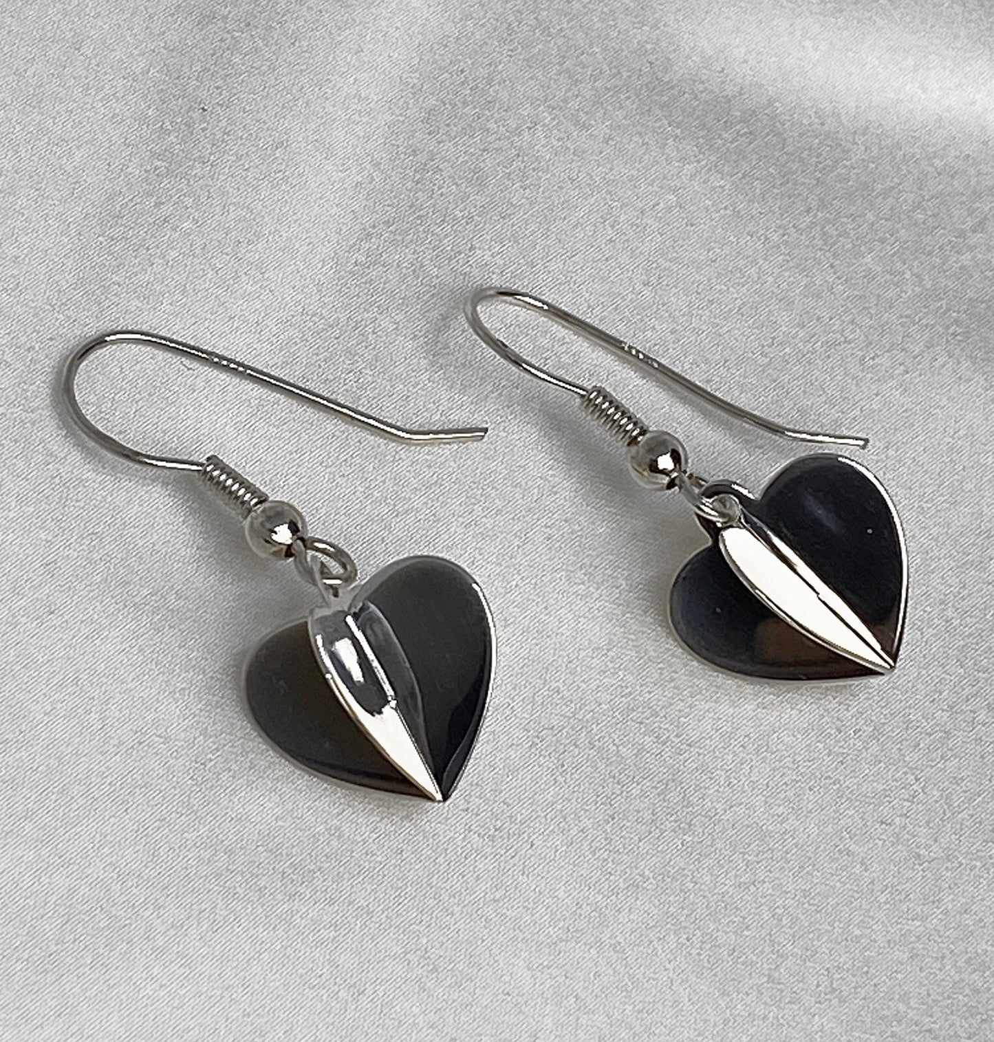 $100 QVC New Sterling Silver 925 Double Sided Heart Dangle Earrings