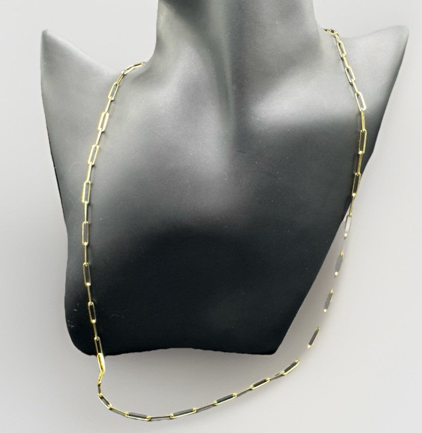 14K Yellow Gold Paperclip Chain Necklace 22in 2.54mm 5.9 Grams