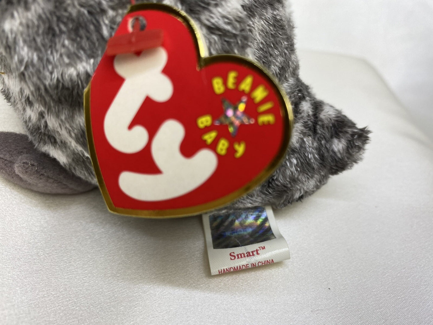 Ty Beanie Baby Smart Owl Class of 2001 Plush 2000 Hang Tag Protector with Errors