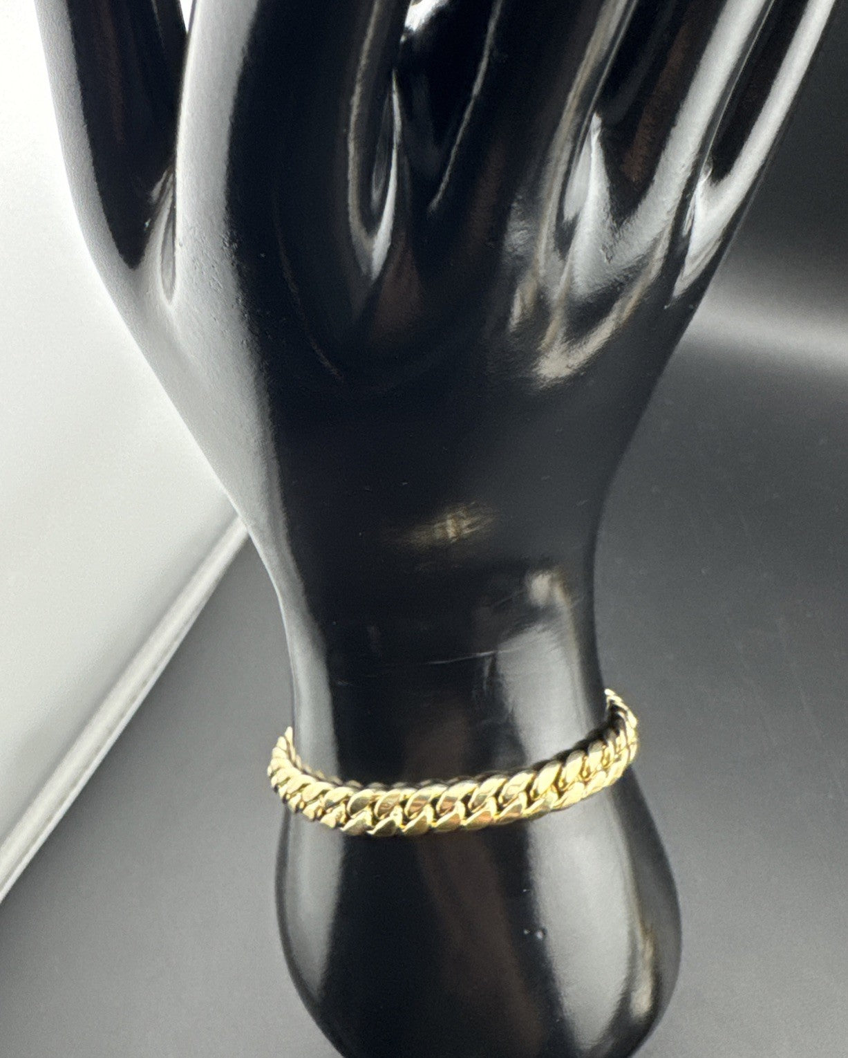 14K Yellow Gold Miami Cuban Bracelet 7.5in 7.5mm 9.6 Grams CZ Simulated Diamond*