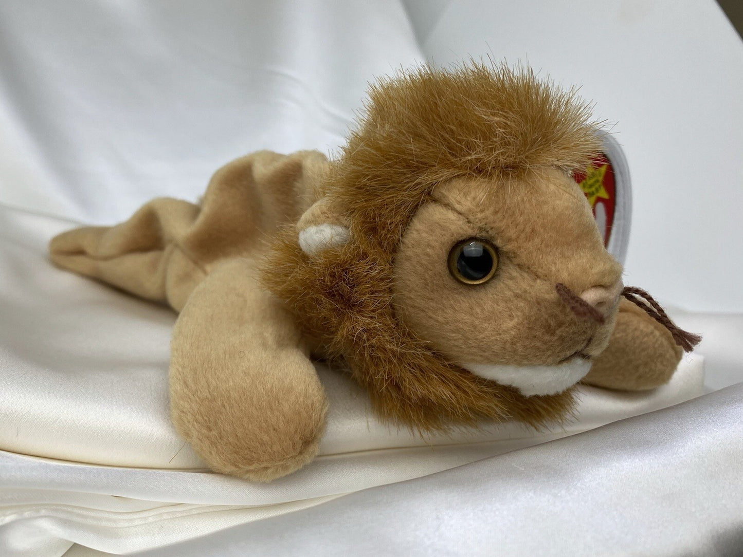 Rare Retired Ty Beanie Baby Roary The Lion 1996 P.V.C. Pellets W Numerous Errors