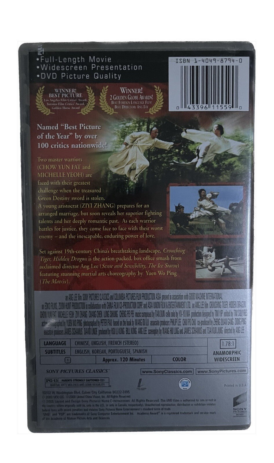 Crouching Tiger Hidden Dragon Movie  UMD For PSP 4E Play Station Players
