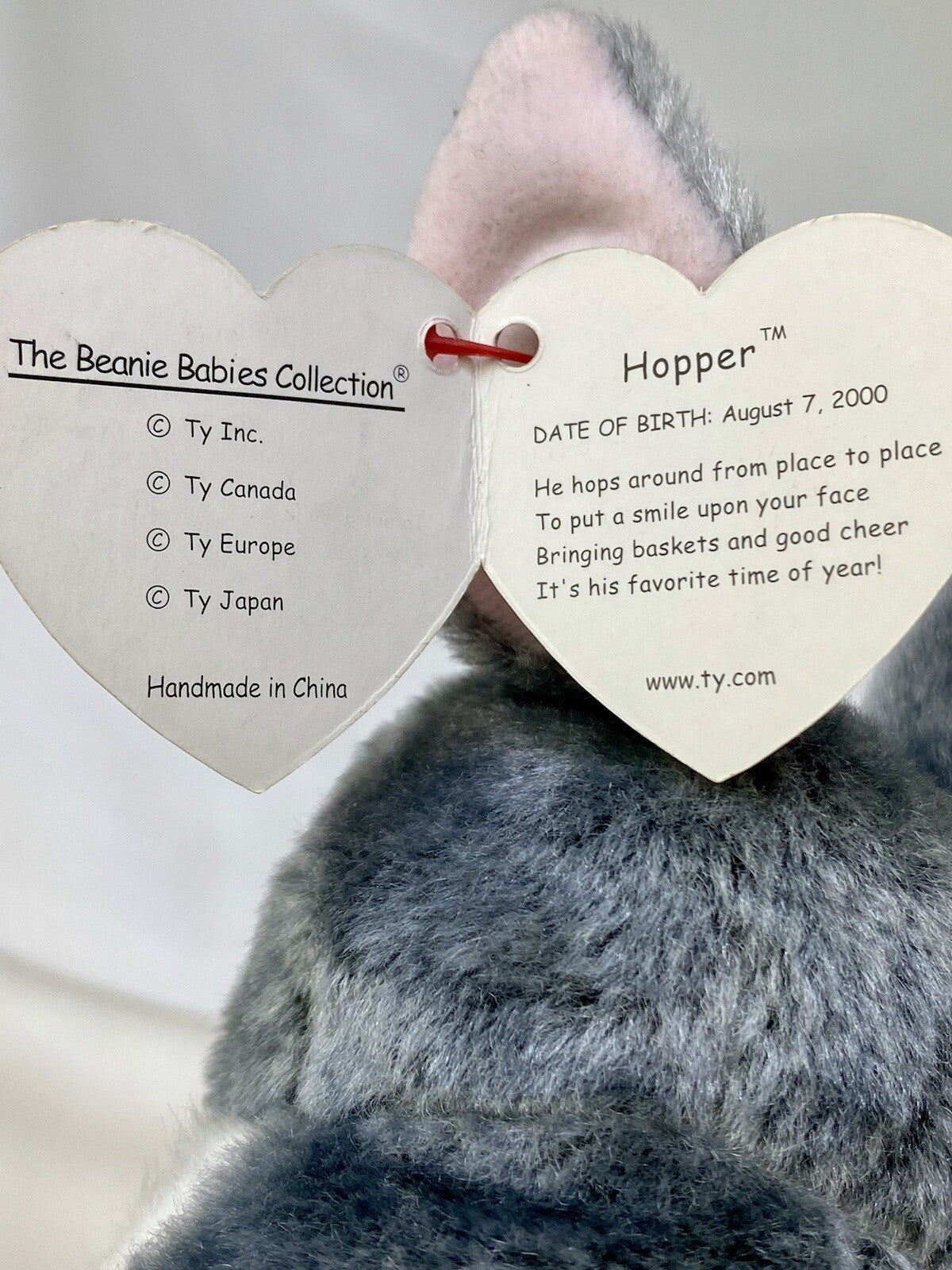 Rare Retired Ty Beanie Baby Hopper The Bunny 2000 Mint P.E. Pellets With Errors