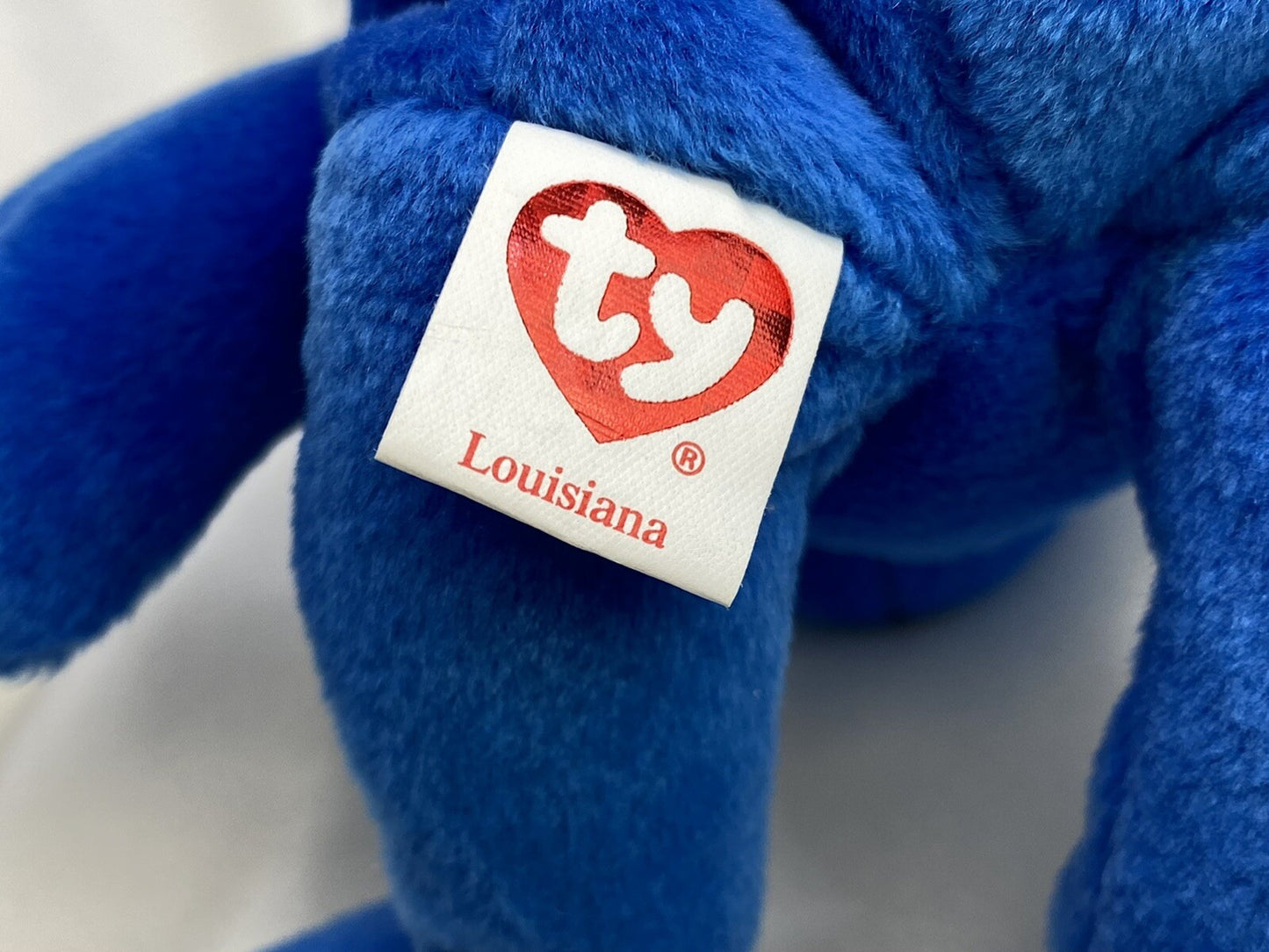 Ty Beanie Baby Louisiana "I Love Louisiana" Bear W Hang Tag Protector 2005