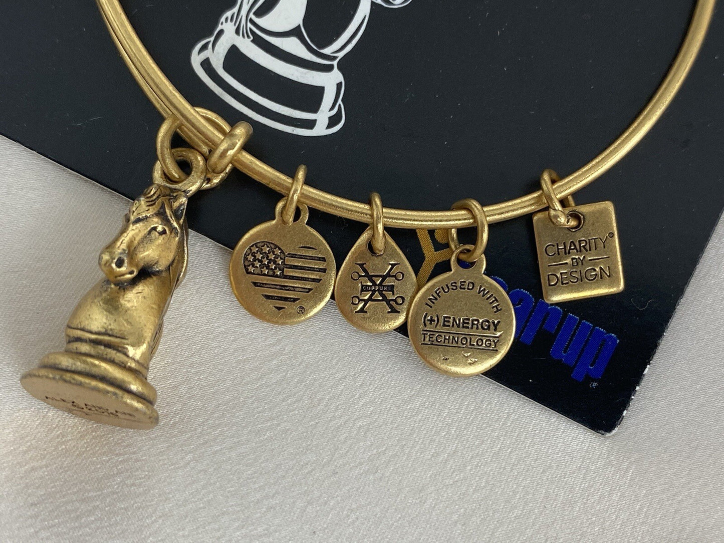 Alex and Ani  The Knight Horse Chess Piece Refaelian Gold Tone Charm Bracelet