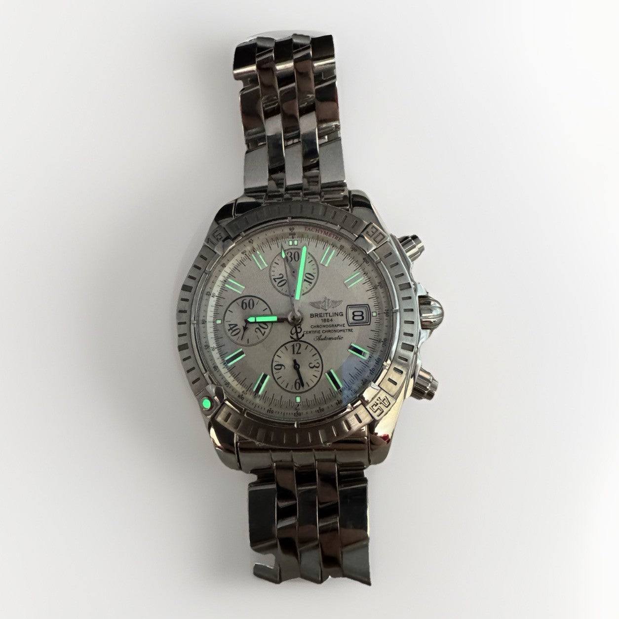 Breitling Chronomat Evolution A13356 Reloj automático para hombre con esfera plateada de 44 mm