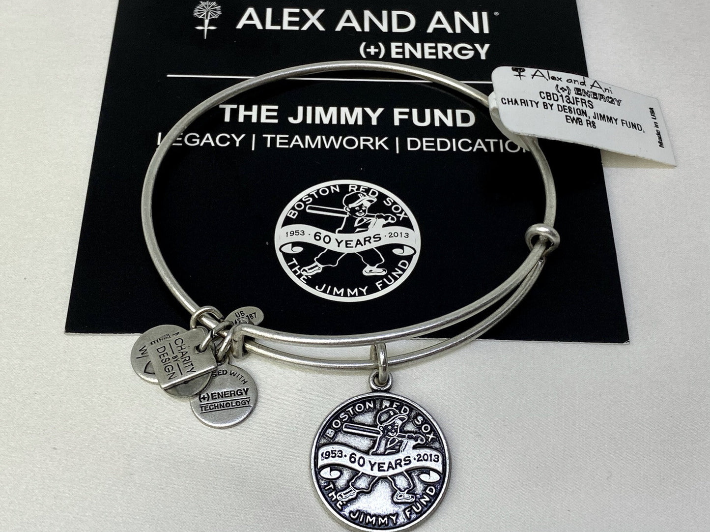 Alex and Ani $28 Charity The Jimmy Fund Boston Red Sox Rafaelian Silver Bracelet