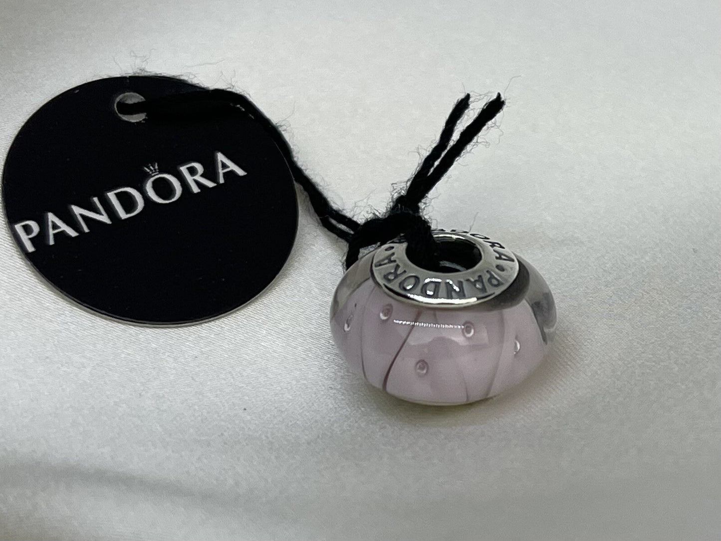 Pandora Sterling Silver 925 Pink Rose Captivating Murano Looking Glass Charm