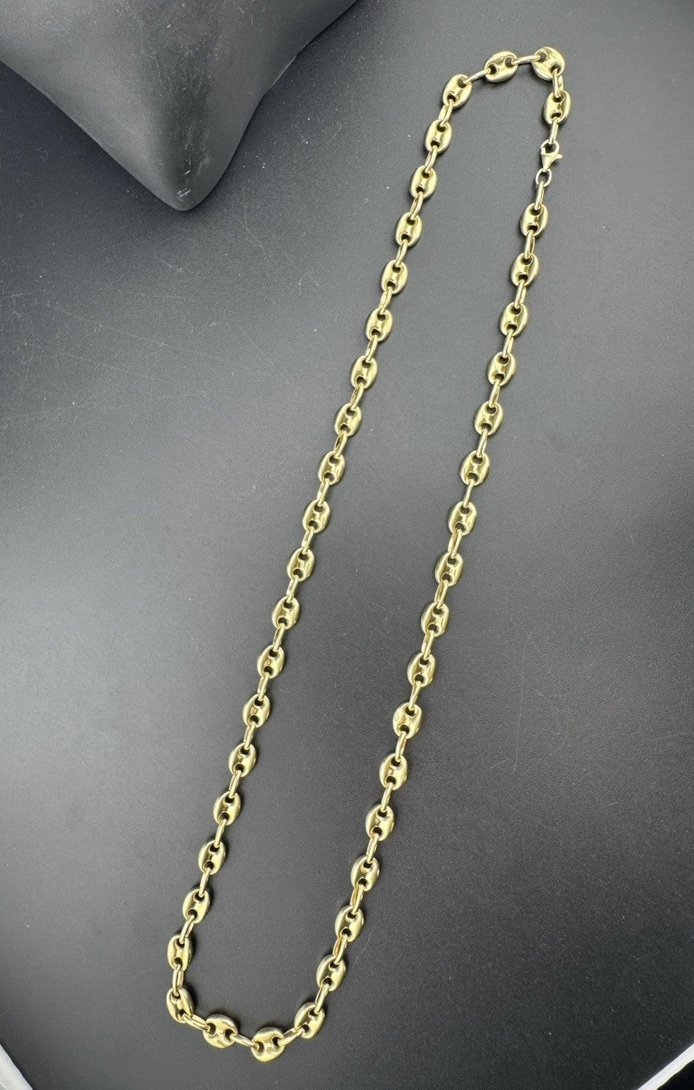 Solid 10K Gold Puffy Anchor Mariner Link Chain Necklace 24.5in, 7.66mm, 22.5G