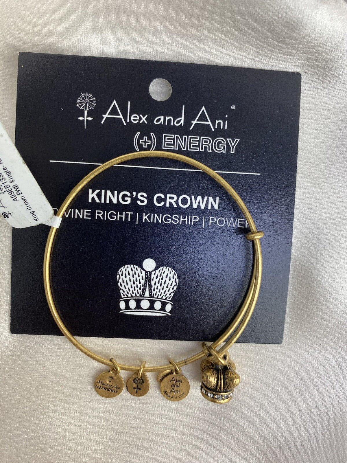 Alex and Ani Charity By Design Kings Crown Rafaelian Gold Charm Power W Crystals