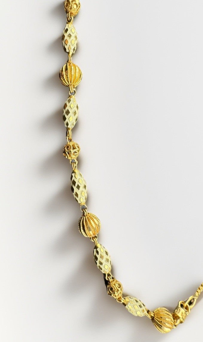 Vintage 22K Yellow Gold Beaded Necklace 5.83mm 17.5 Inch 17.8G Victorian Charms