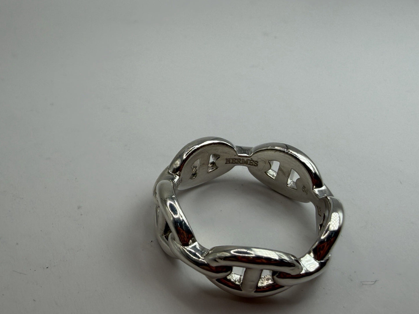 Hermès Chaîne d’Ancre Enchaînée Ring PM Sterling Silver 925 Size 54 5.8 Grams