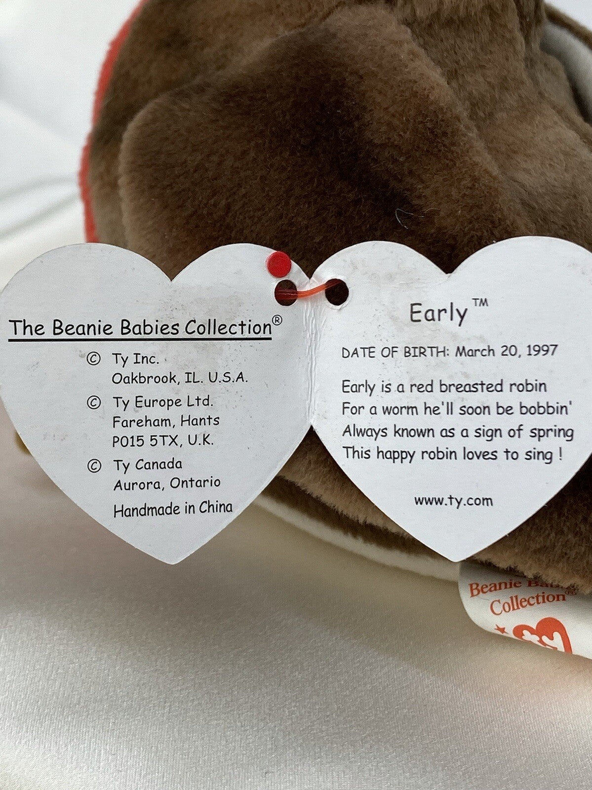 Rare Retired Ty Beanie Baby Early The Red Robin 1997-1998 Mint W Multiple Errors