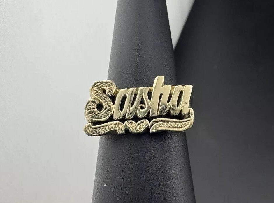 Beltran Jewelry Sasha Handmade Name Ring 14K Gold Heart Tail Design 5.1G Sz 7