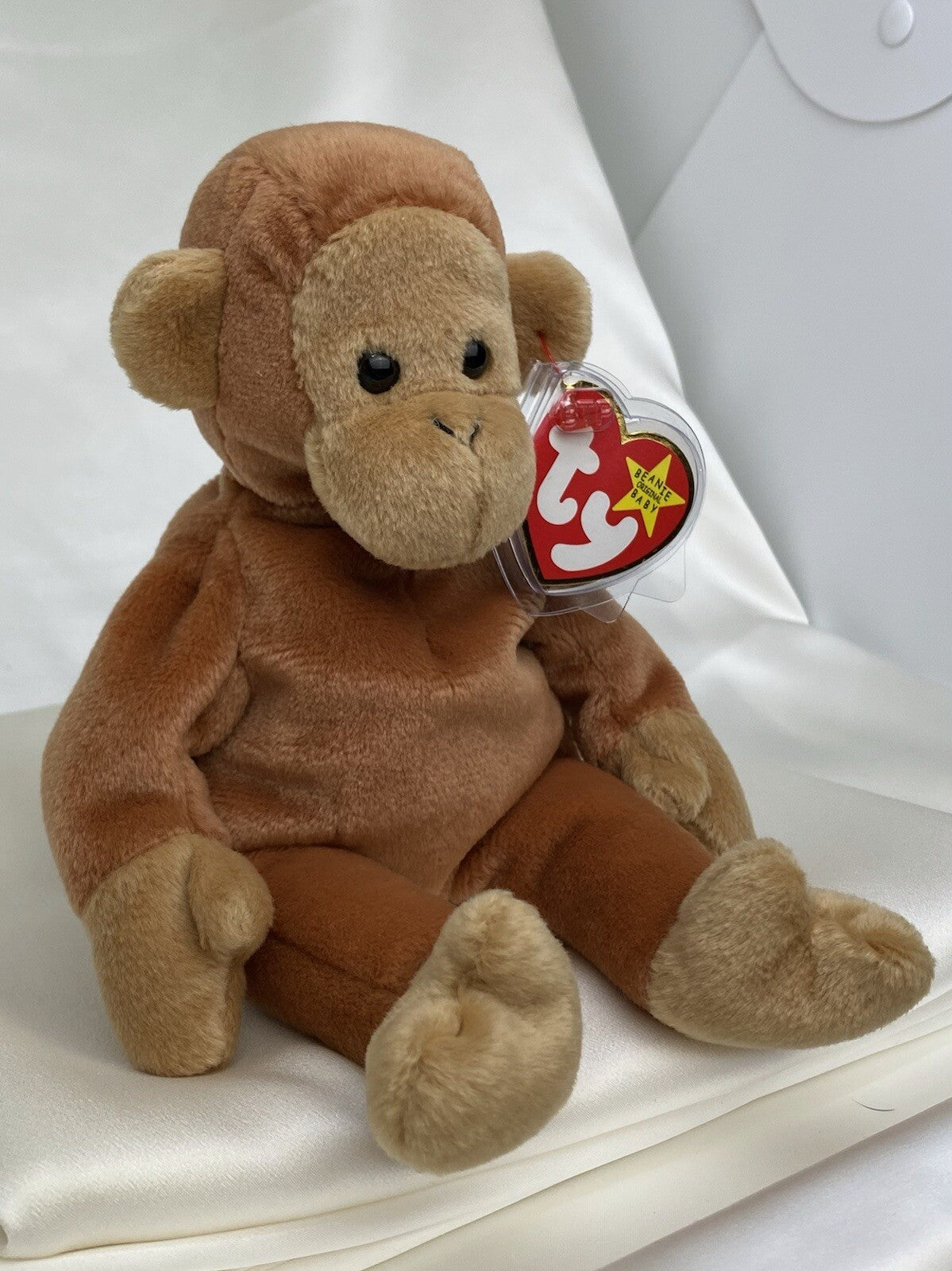 Rare Retired Ty Beanie Baby Bongo The Monkey 1995 Mint P. E Pellets With Errors