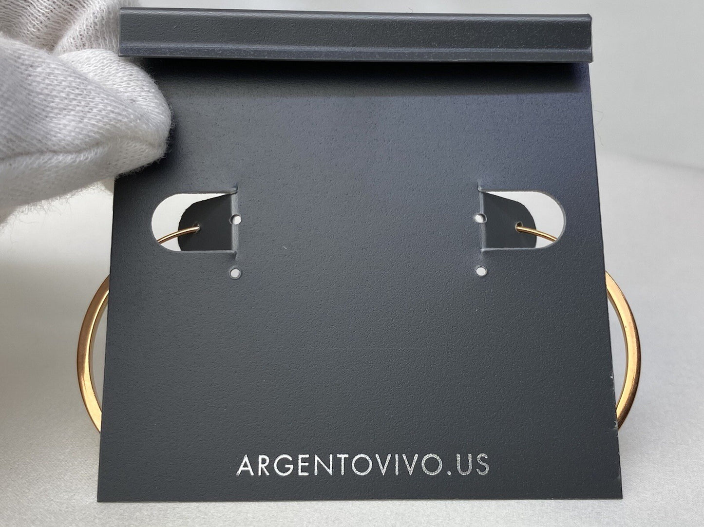 Argento Vivo Sterling Silver 925 14k Rose Gold Plated 35mm Hoop Earrings 1.8mm W