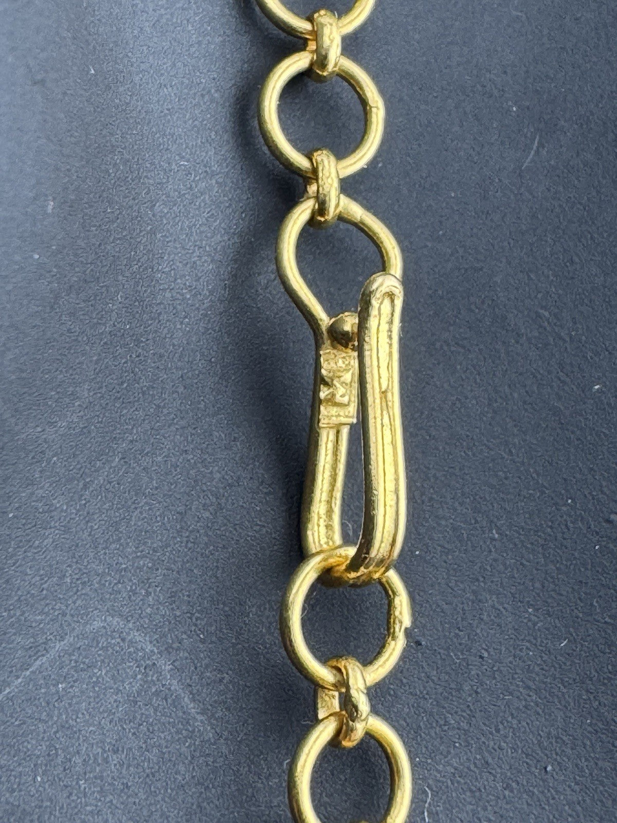 Vintage 22K Yellow Gold Beaded Necklace 5.83mm 17.5 Inch 17.8G Victorian Charms
