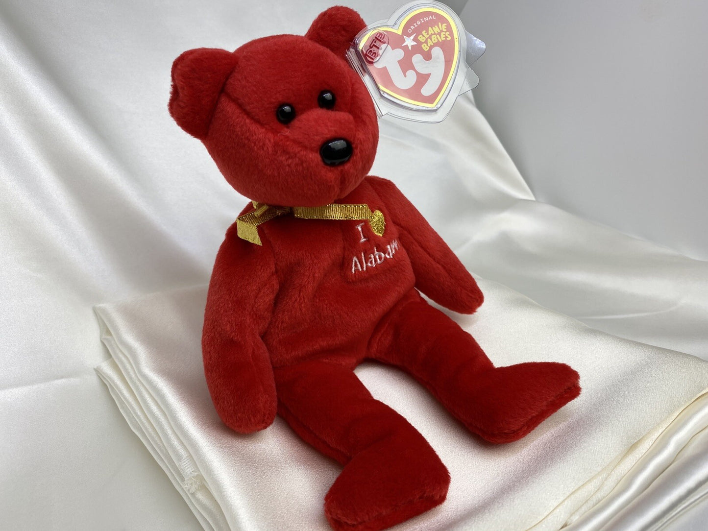 Ty Beanie Baby Alabama I Love Alabama Plush Red Bear Hang Tag Protector 2005