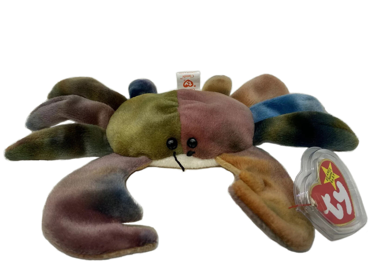 Rare Retired Ty Beanie Baby Claude The Crab 1996 P. E. Pellets W Errors Vintage