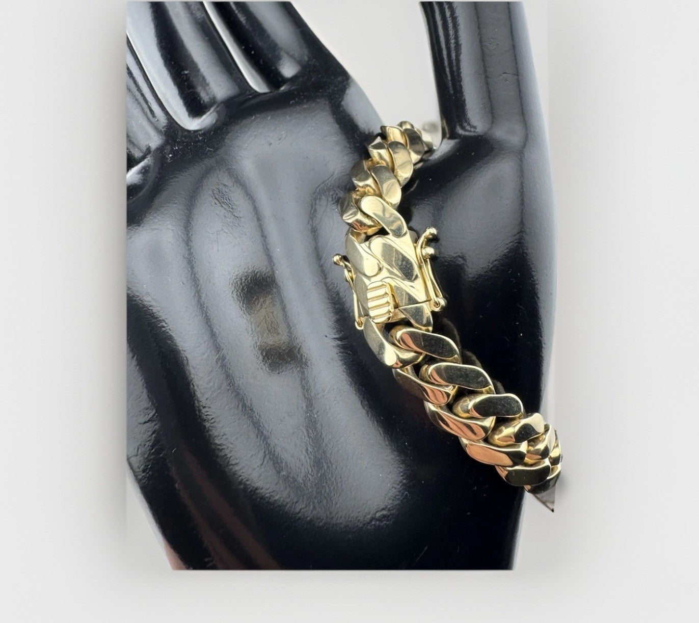 14K Gold Semi Solid Miami Cuban Link Chain Bracelet 9.76mm 8.5 Inch 19.7 Grams