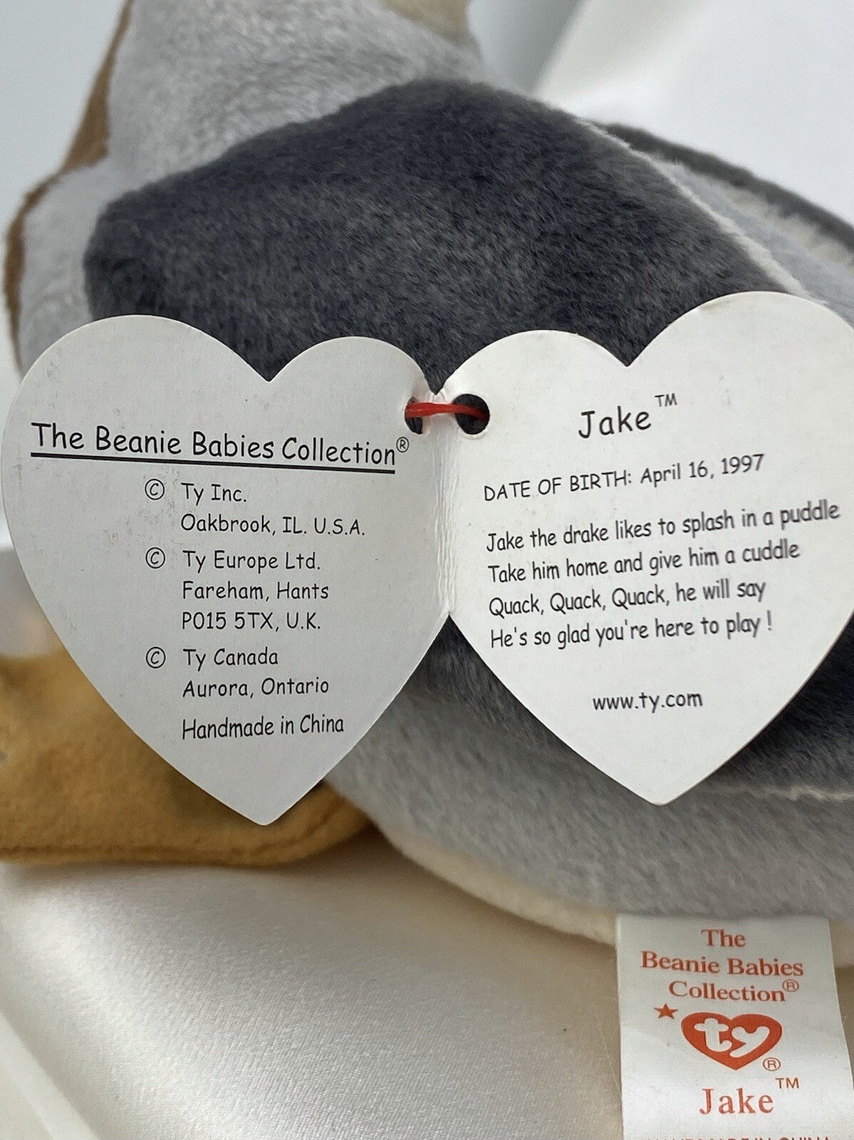Rare Retired Ty Beanie Baby Jake The Duck 1997-1998 Mint Pellets Numerous Errors