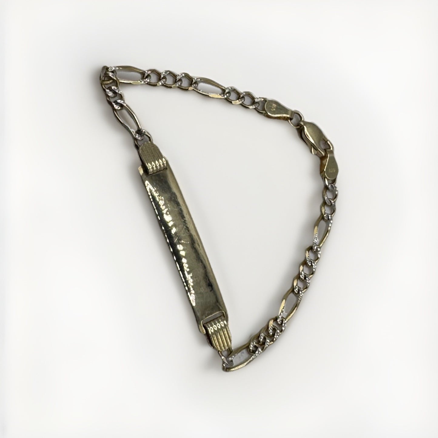 14K Yellow Gold Figaro ID Bracelet 6" Solid Link 3.8G Kids / Petite Women