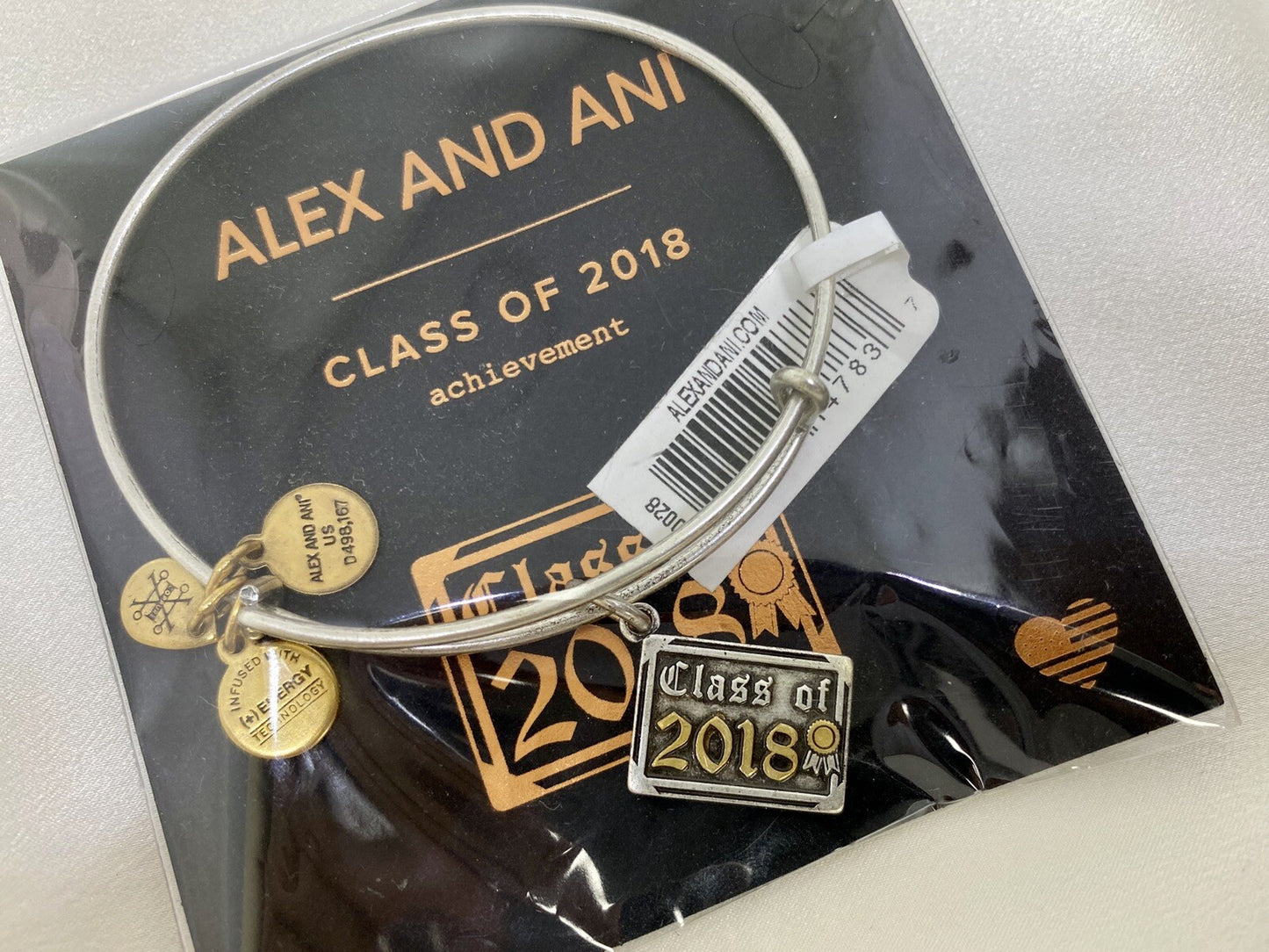 Alex and Ani Class of 2018 Two Tone Rafaelian Silver Charm Bangle Bracelet