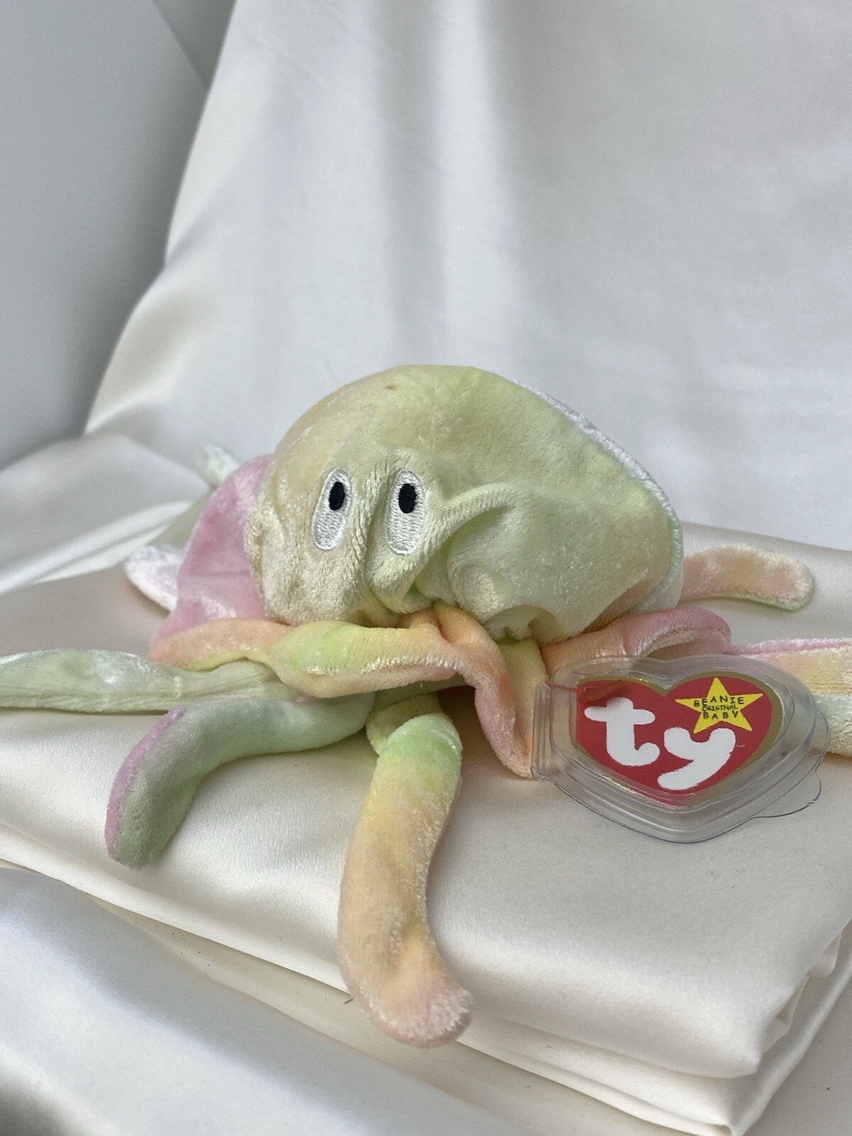 Raro Ty Beanie Baby Goochy La Medusa Jubilado 1998-1999 Menta Pellets Con Errores