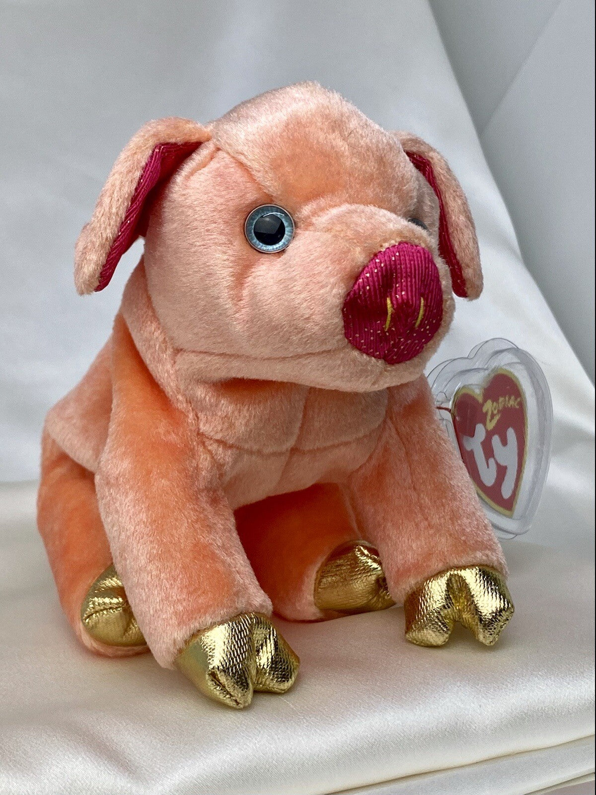 Rare Retired Ty Beanie Baby Pig The Pig Zodiac 2000 Mint P.E. Pellets W Errors