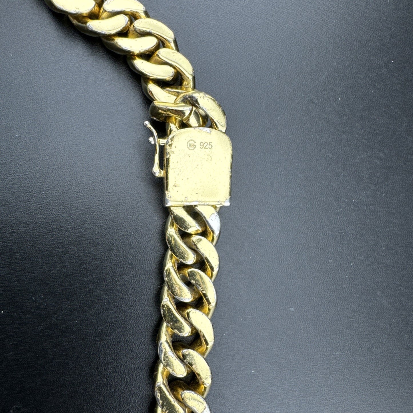 Sterling Silver 925 191G Gold Plated Miami Cuban Chain Fully Iced, 22in, 11.65mm