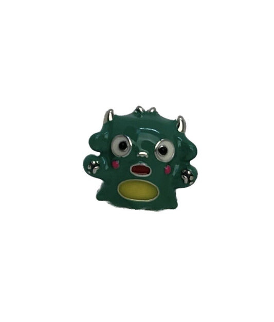 Dije de personaje de monstruo kawaii alegre de anime, esmaltado, de plata de ley 925 europea.