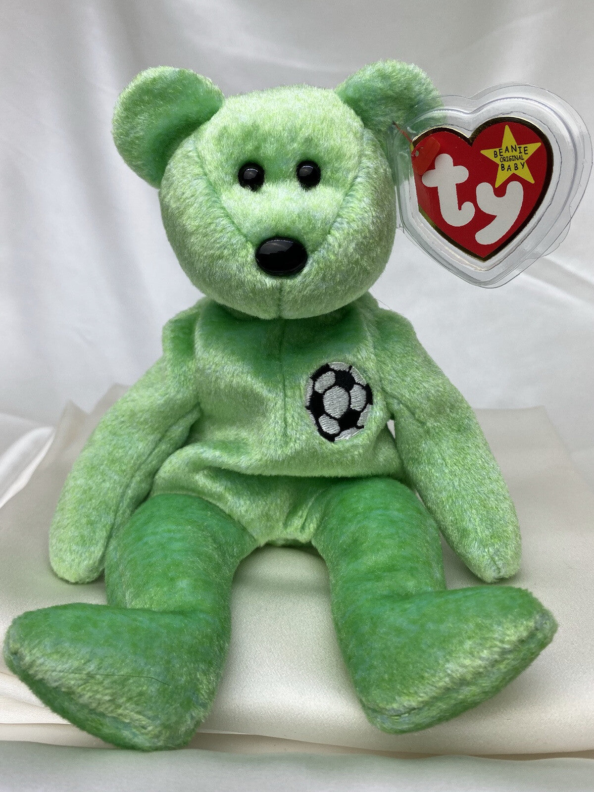 Rare Retired Ty Beanie Baby Kicks The Bear 1998-1999 P.E.Ultra Rare Tag W Errors