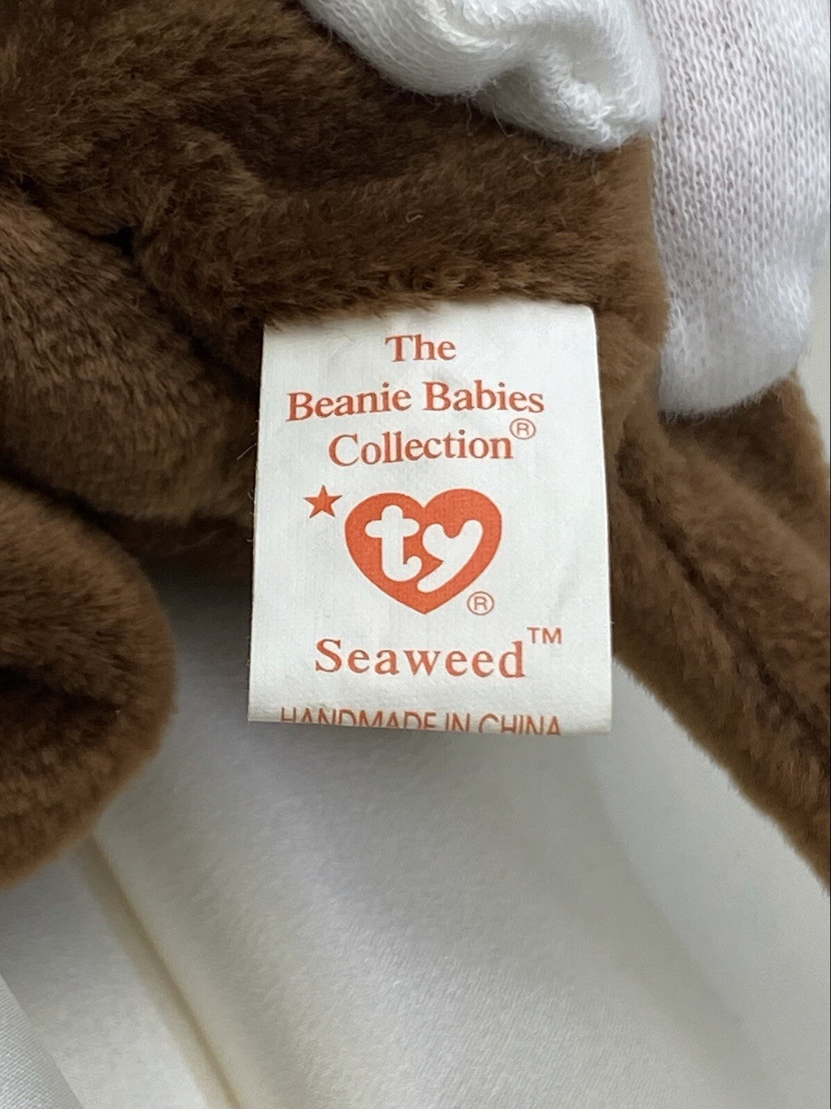 Nutria marina Ty Beanie Baby Seaweed, retirada, rara, 1995-1996, con bolitas y errores