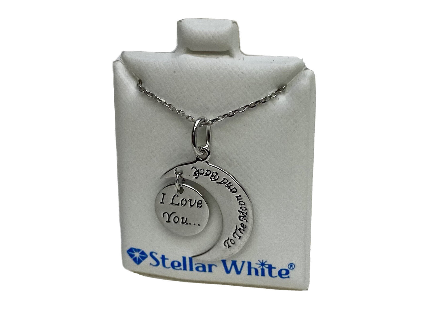 Collar Stellar White de plata de ley 925 "I Love You To The Moon And Back" de 45,72 cm
