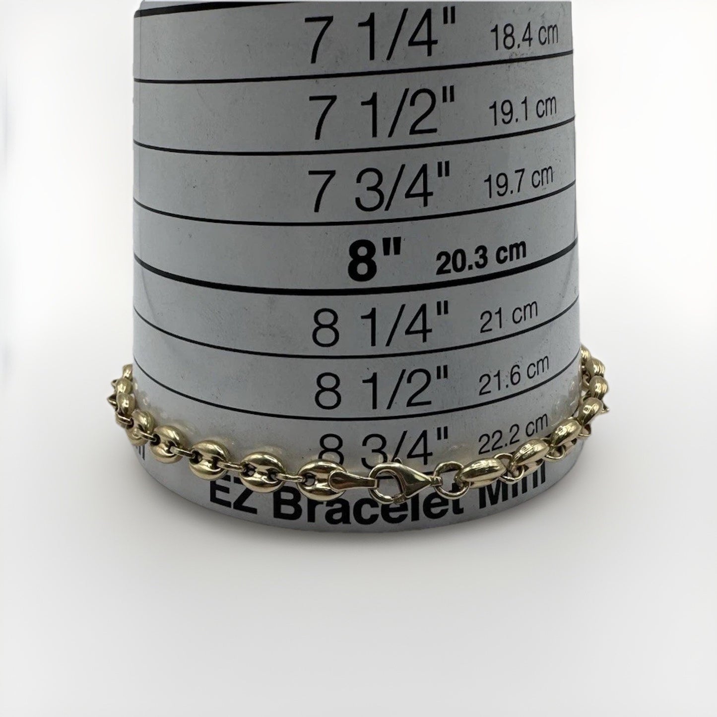 14K Yellow Gold Puffed Mariner Anchor Ankle Bracelet 9in 5.30mm 7.7 Grams