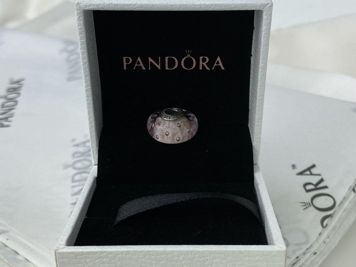 Pandora Plata de Ley 925 Rosa Glitter Circonita Cúbica Brillo Hielo Gota Murano Cristal Charm