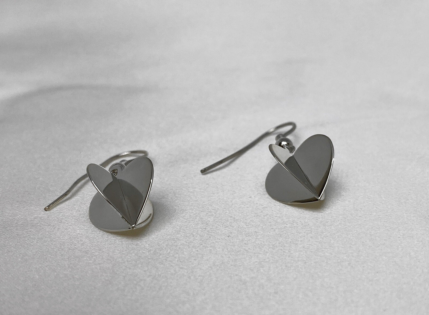 $100 QVC New Sterling Silver 925 Double Sided Heart Dangle Earrings