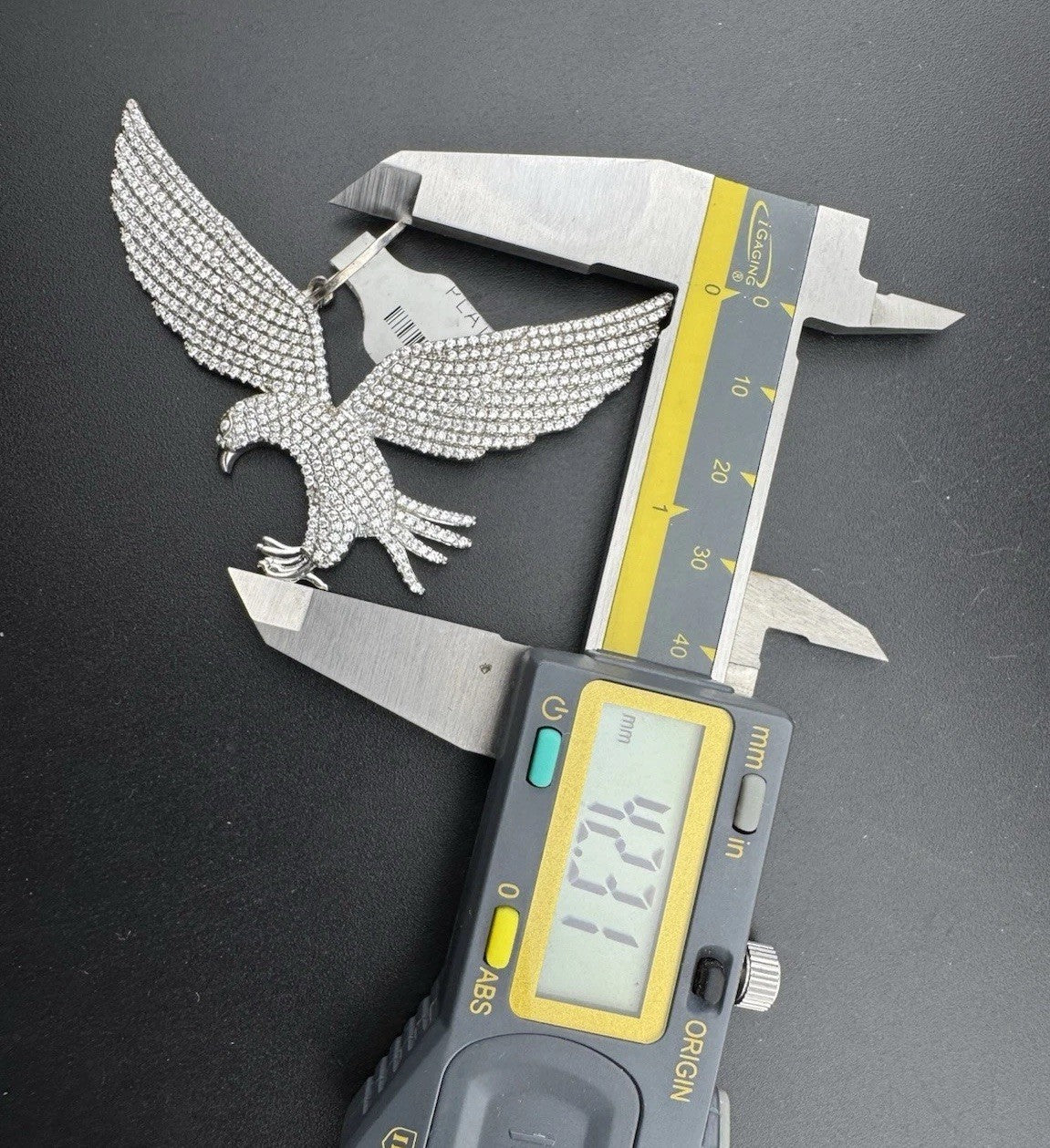 Sterling Silver 925 Flying Eagle Pendant 42.31x65.13mm 16g Sim Diamond Pave Larg