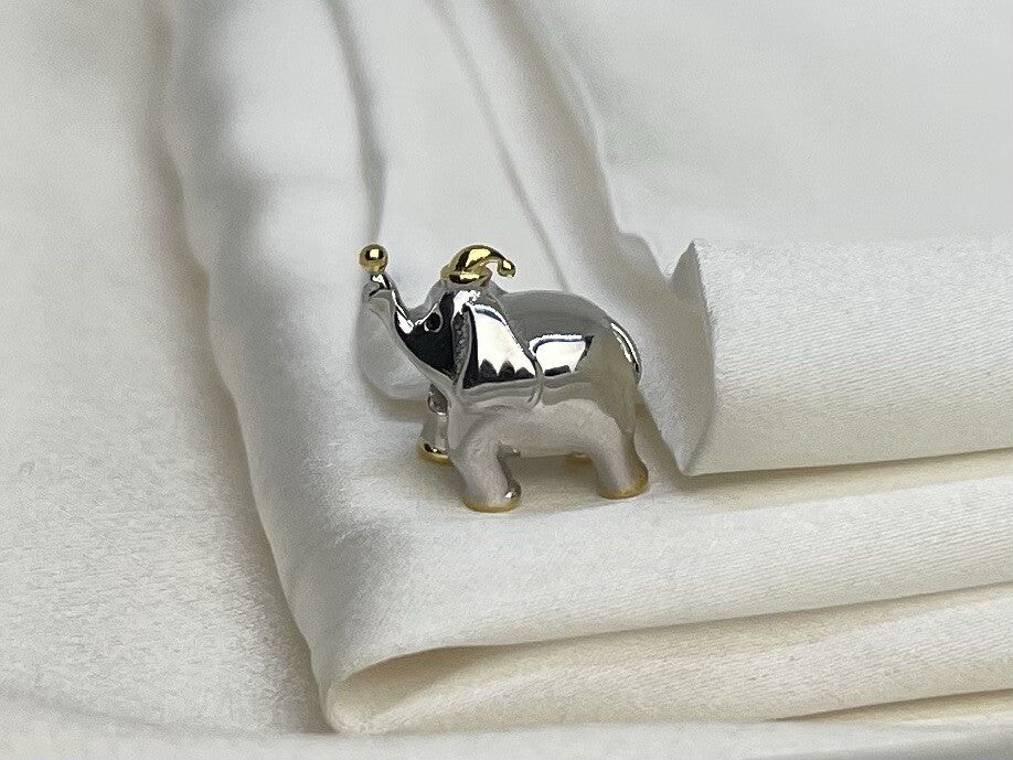 Sterling Silver 925 Lucky Elephant Playing with Hat & Ball European Charm