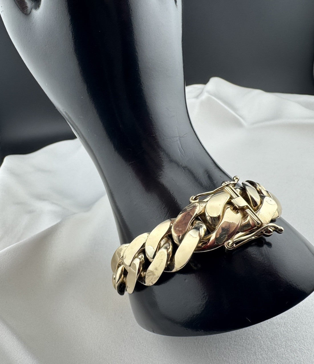14K Yellow Gold Miami Cuban Link Bracelet 17.6mm 8.2” 45.8G Semi-Solid Box Lock