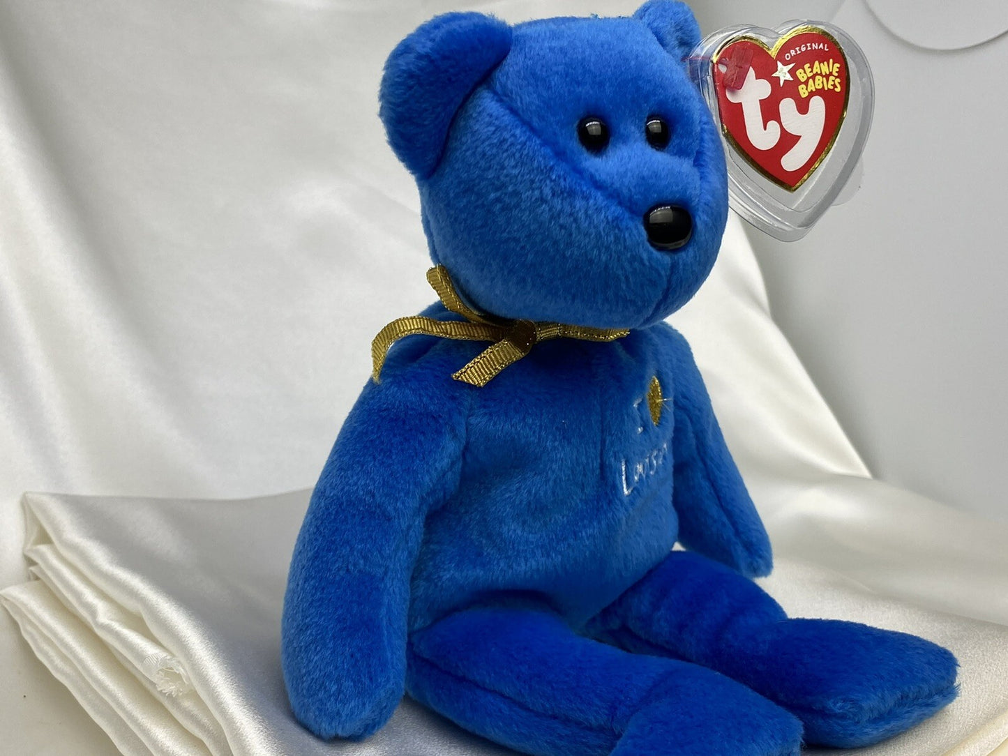 Ty Beanie Baby Louisiana "I Love Louisiana" Bear W Hang Tag Protector 2005