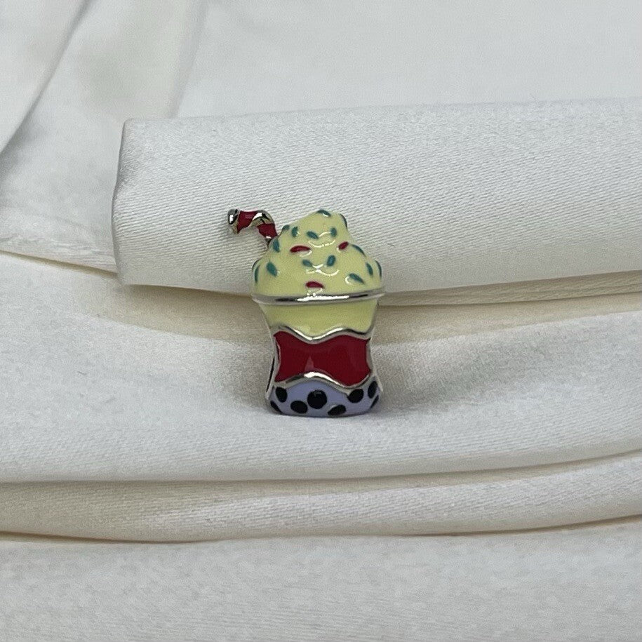 Sterling Silver 925 Enamel Vibrant Fruit Smoothy Health Drink Charm