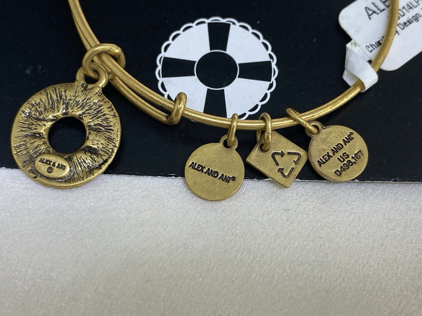 Alex and Ani Life Preserver Rafaelian Gold Charm Bangle Adjustable Bracelet
