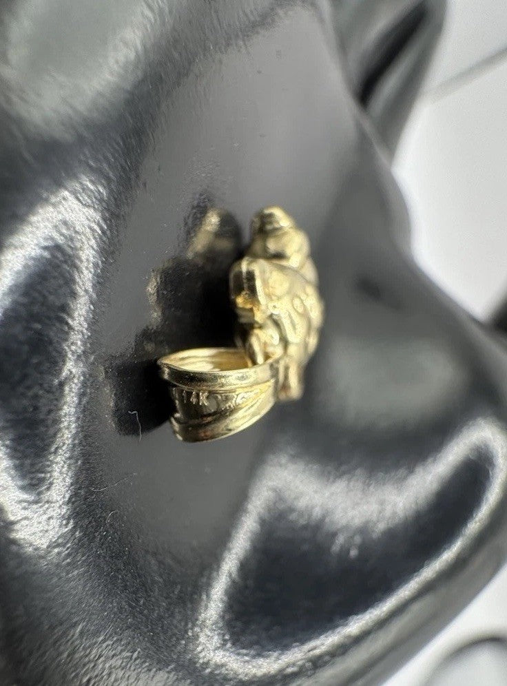 14K Two-Tone Gold Puffy Teddy Bear 3D Reverse Pendant Charm 9.72x17.6mm 1 Gram