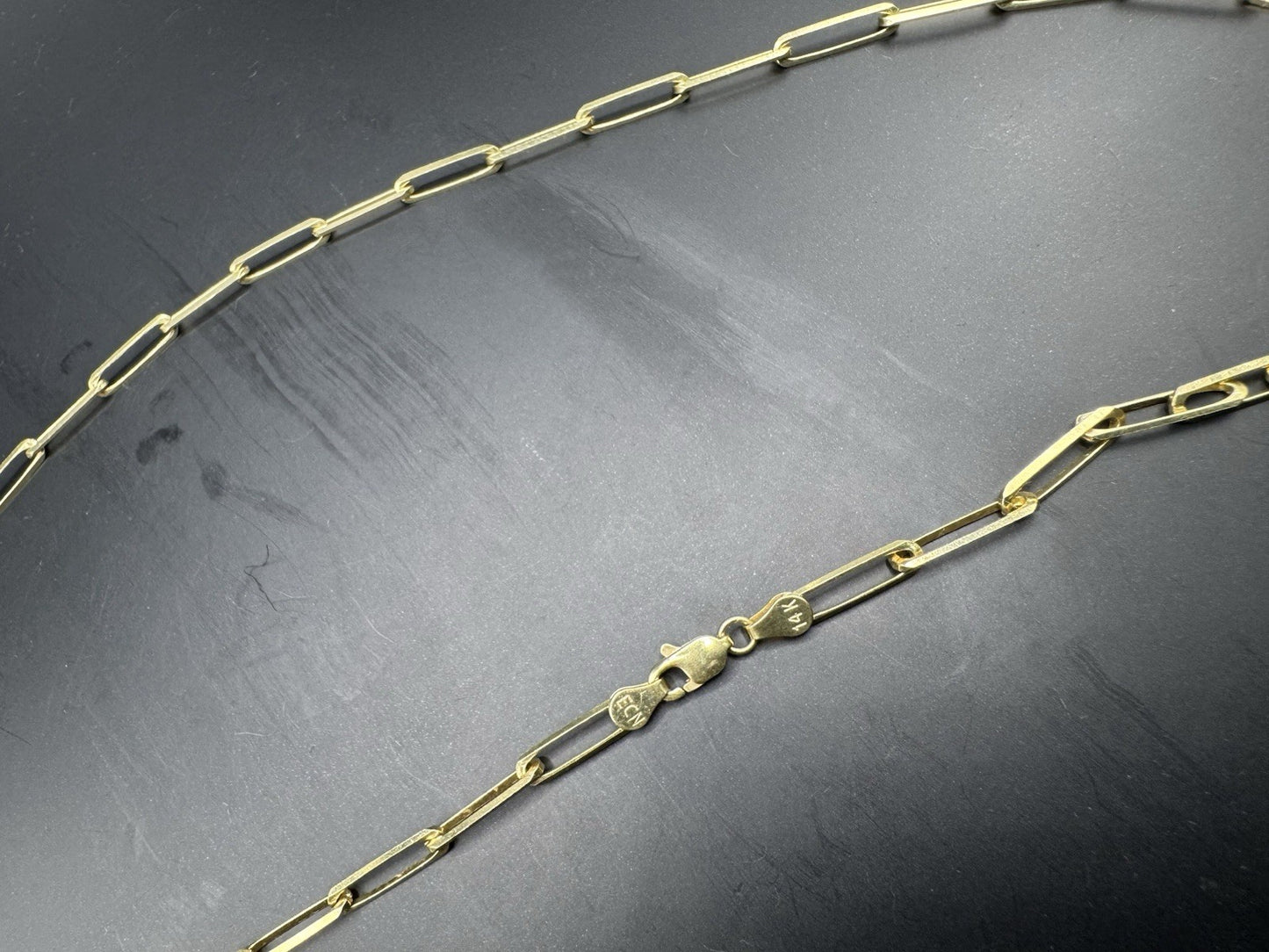 14K Yellow Gold Paperclip Chain Necklace 22in 3.76mm 11.9 Grams