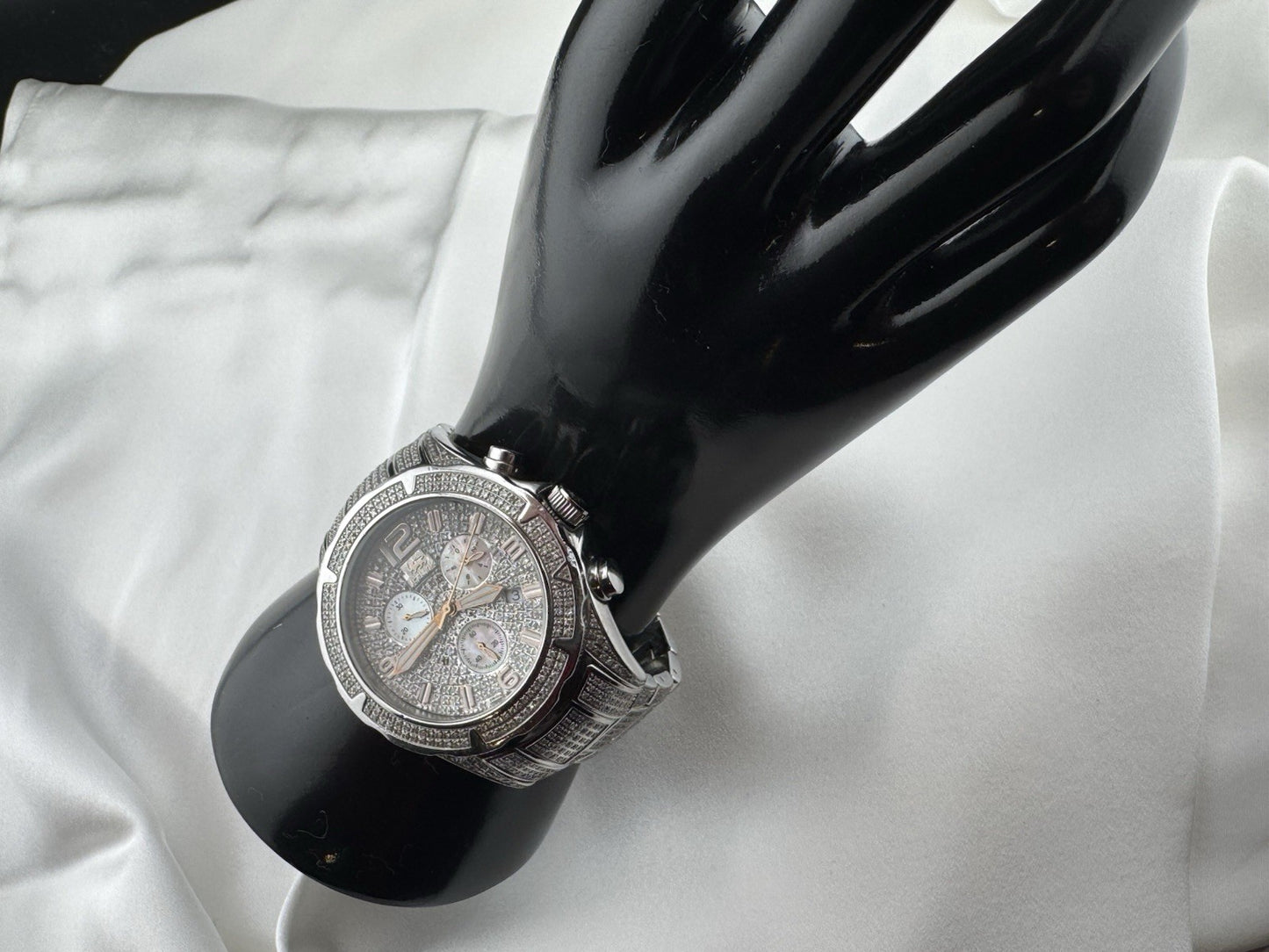 IceLink Aqua Terra 1414 Chronograph 7.00ct Diamond Watch Iced Out Silver 45mm